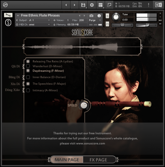 Free Ethnic Flute Phrases by Sonuscore GUI Screenshot Main Page 2
